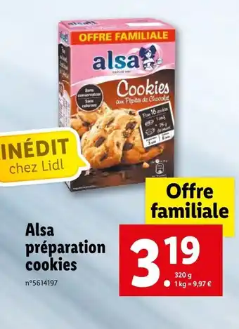 Lidl Alsa Préparation cookies offre