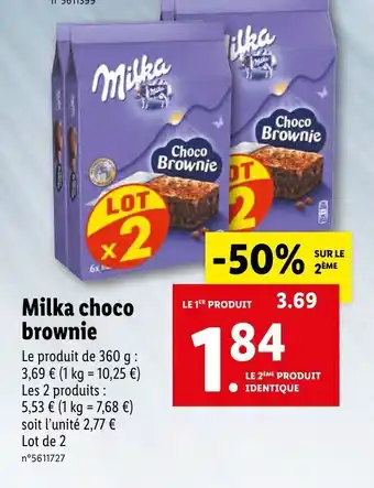 Lidl Milka choco brownie offre