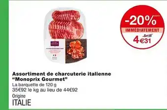Monoprix Assortiment de charcuterie italienne offre