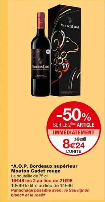 Monoprix A.o.p. bordeaux supérieur mouton cadet rouge offre