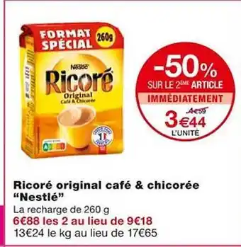 Monoprix Ricoré original café & chicorée offre