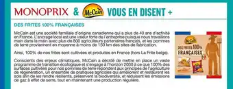 Monoprix Monoprix & mccain offre