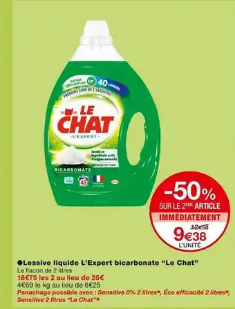 Monoprix Lessive liquide l'expert bicarbonate offre