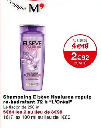 Shampoing elsève hyaluron repulp ré-hydratant 72 h