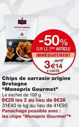 Monoprix Chips de sarrasin origine bretagne offre