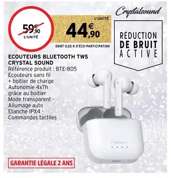 Ecouteurs Bluetooth TWS Crystal Sound