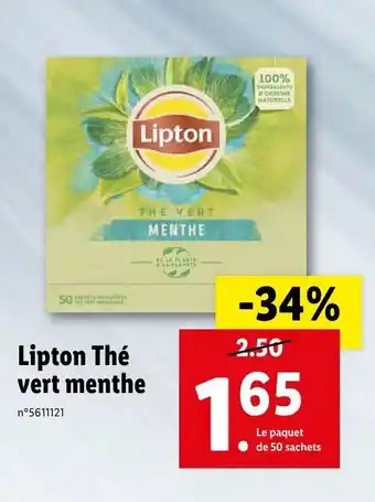 Lidl Lipton Thé vert menthe offre