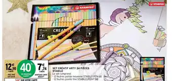 Intermarché Hyper Set Creatif Arty 24 Pieces Stabilo offre