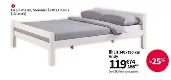 Conforama Lit simple 140x190 cm andy offre