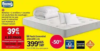 Conforama Simmons pack essentiel offre