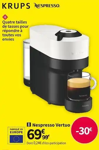 Conforama Krups nespresso vertuo yy4889fd offre