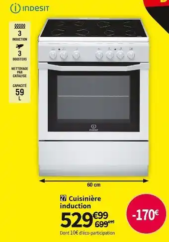 Conforama Indesit cuisinière induction ic63i6c6awfr offre