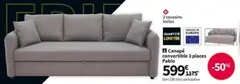 Conforama Canape convertible 3 places pablo offre