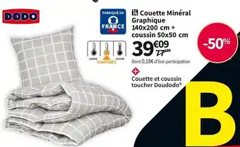 Conforama Dodo couette minéral graphique 140x200 cm + coussin 50x50 cm offre