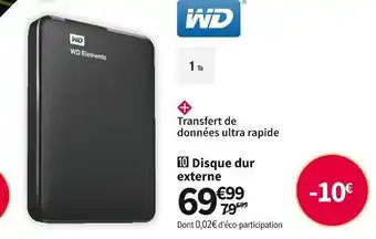 Western digital disque dur externe elements 1to