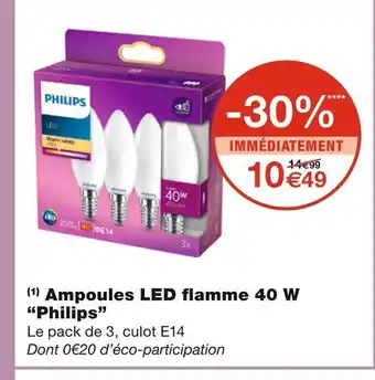 Monoprix Philips ampoules led flamme 40 w offre