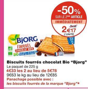 Monoprix Bjorg biscuits fourrés chocolat bio offre
