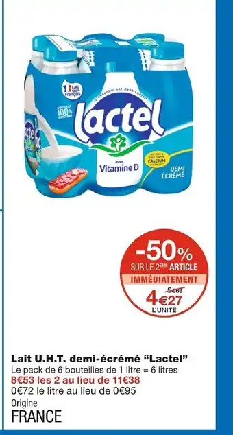 Monoprix Lactel lait u.h.t. demi-écrémé offre
