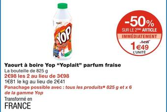 Yoplait yaourt à boire yop parfum fraise