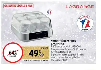 Yaourtiere 9 Pots Lagrange
