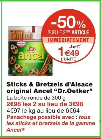 Monoprix Dr.oetker sticks & bretzels d’alsace original ancel offre