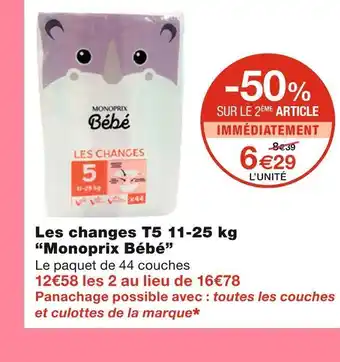 Monoprix Monoprix bébé les changes t5 11-25 kg offre