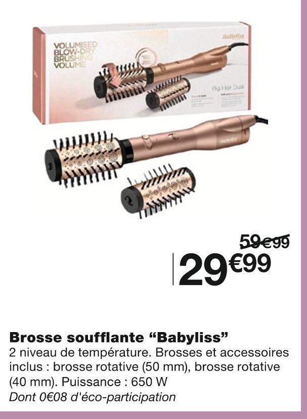 Promo Babyliss brosse soufflante chez Monoprix