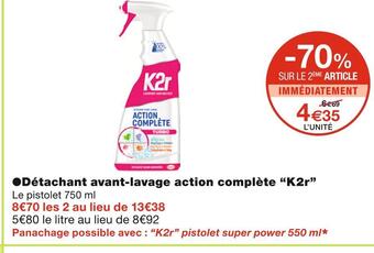 Monoprix K2r détachant avant-lavage action complète* offre