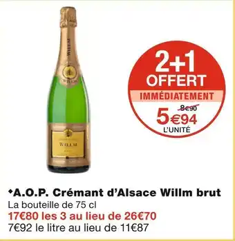 Monoprix Willm a.o.p. crémant d’alsace brut offre