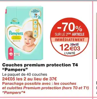 Monoprix Pampers couches premium protection t4 offre