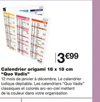 Monoprix Quo vadis calendrier origami 18 x 18 cm offre