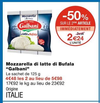 Monoprix Galbani mozzarella di latte di bufala offre