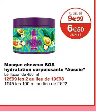 Monoprix Aussie masque cheveux sos hydratation surpuissante offre