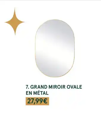 Monoprix Grand miroir ovale en métal offre