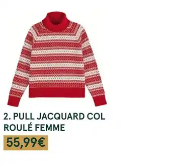 Pull jacquard col roulé femme