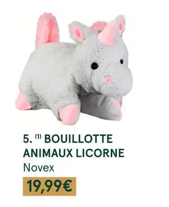 Monoprix Novex bouillotte animaux licorne offre