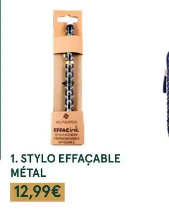 Stylo effaçable métal