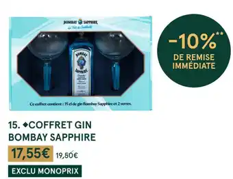 Monoprix Coffret gin bombay sapphire offre