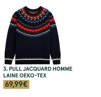 Pull jacquard homme laine oeko-tex