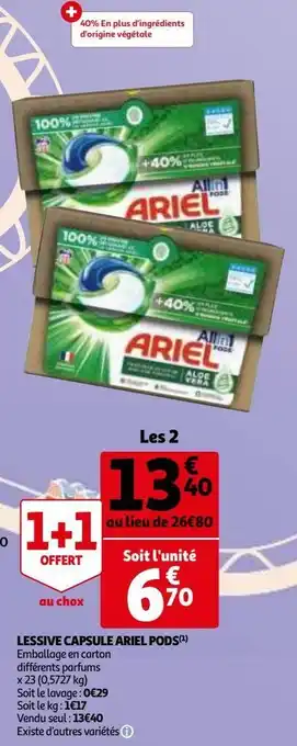 Auchan Lessive en capsules ariel pods offre