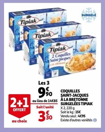 Auchan Coquilles saint-jacques à la bretonne surgelées tipiak offre
