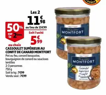Auchan Cassoulet supérieur au confit de canard montfort offre