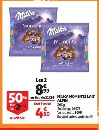 Auchan Milka moments lait alpin offre
