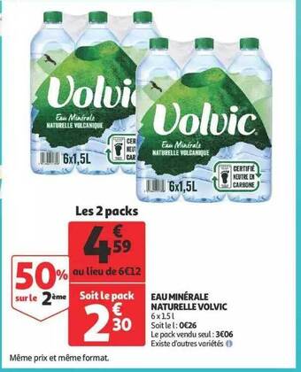 Auchan Eau minérale naturelle volvic offre