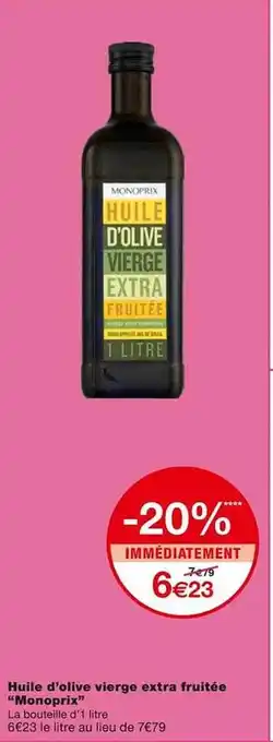 Monoprix Huile d'olive vierge extra fruitée offre