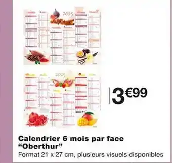 Monoprix Calendrier 6 mois par face offre