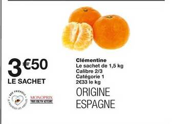 Monoprix Clémentine offre