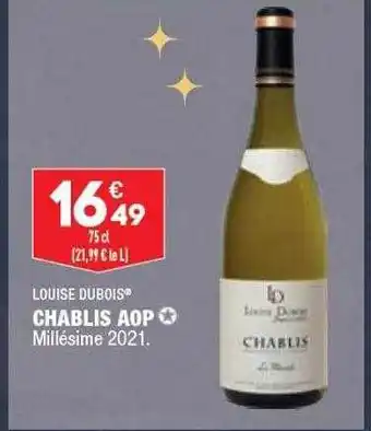 ALDI Louise dubois chablis aop millésime 2021 offre