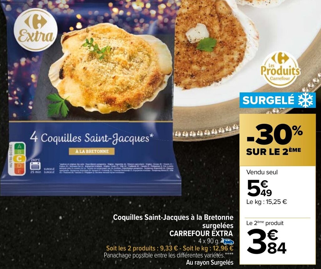 Promo Coquilles SaintJacques a la Bretonne Surgelées Carrefour Extra