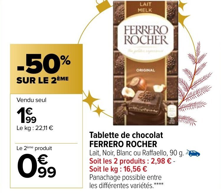 Promo Tablette de Chocolat Ferrero Rocher chez Carrefour Market